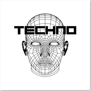 techno head design Posters and Art